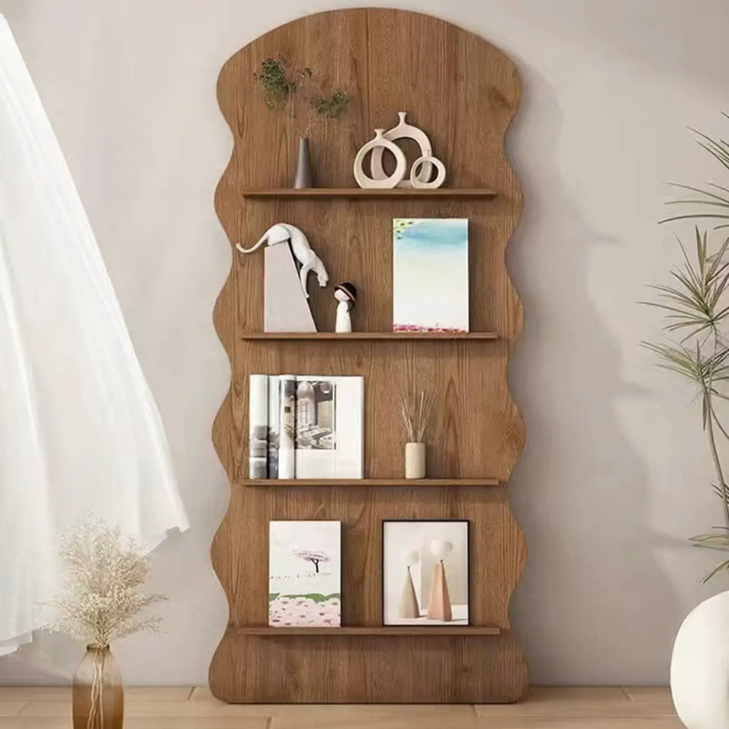 Brown Timber 3 Shelves Wood Bookcase Decorative Bookshelf