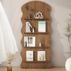 Brown Timber 3 Shelves Wood Bookcase Decorative Bookshelf