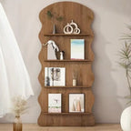 Brown Timber 3 Shelves Wood Bookcase Decorative Bookshelf
