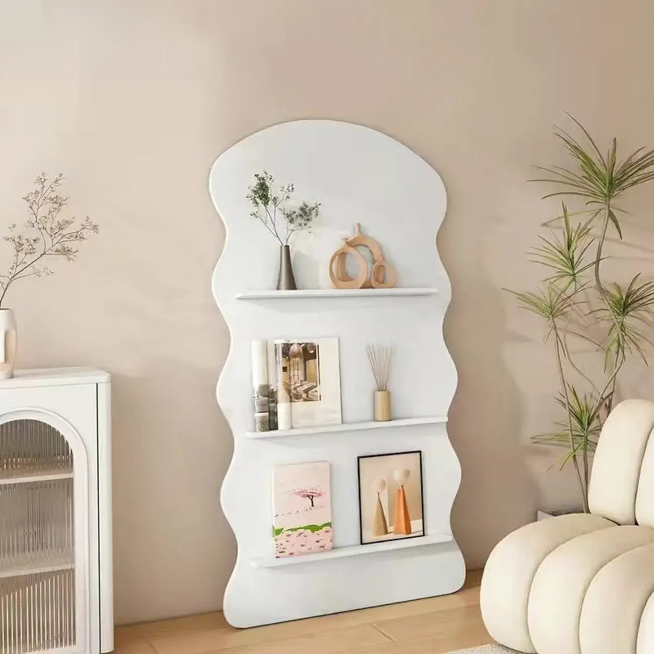 Brown Timber 3 Shelves Wood Bookcase Decorative Bookshelf