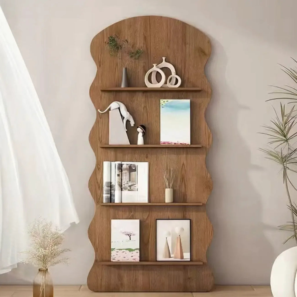 Brown Timber 3 Shelves Wood Bookcase Decorative Bookshelf