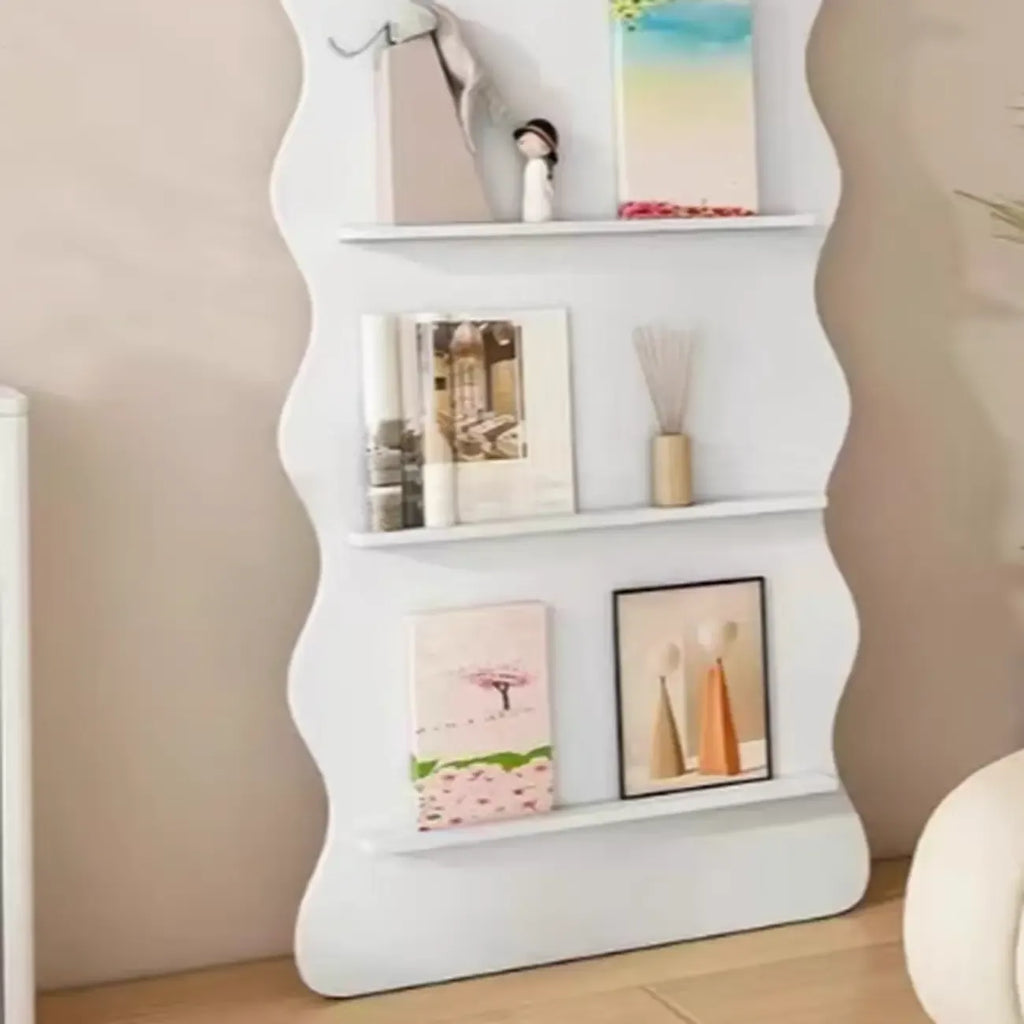 Brown Timber 3 Shelves Wood Bookcase Decorative Bookshelf