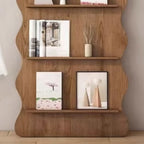 Brown Timber 3 Shelves Wood Bookcase Decorative Bookshelf