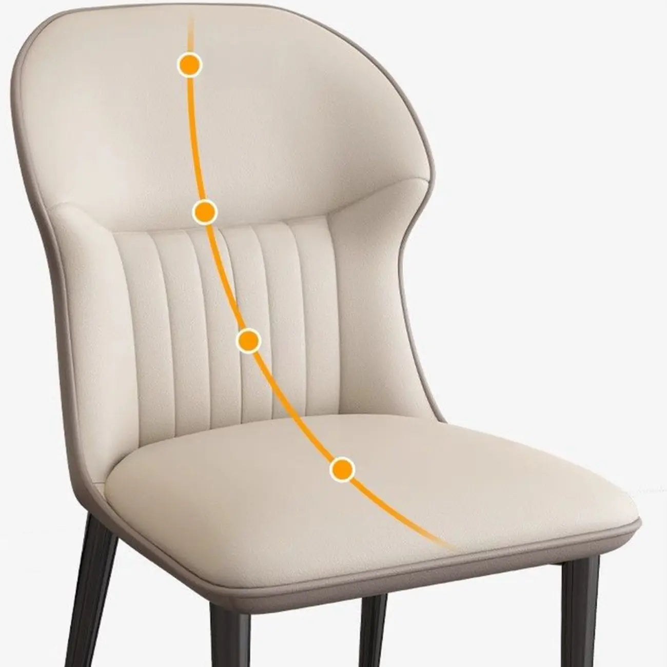 Modern Wingback Faux Leather Dining Chair with Metal Legs