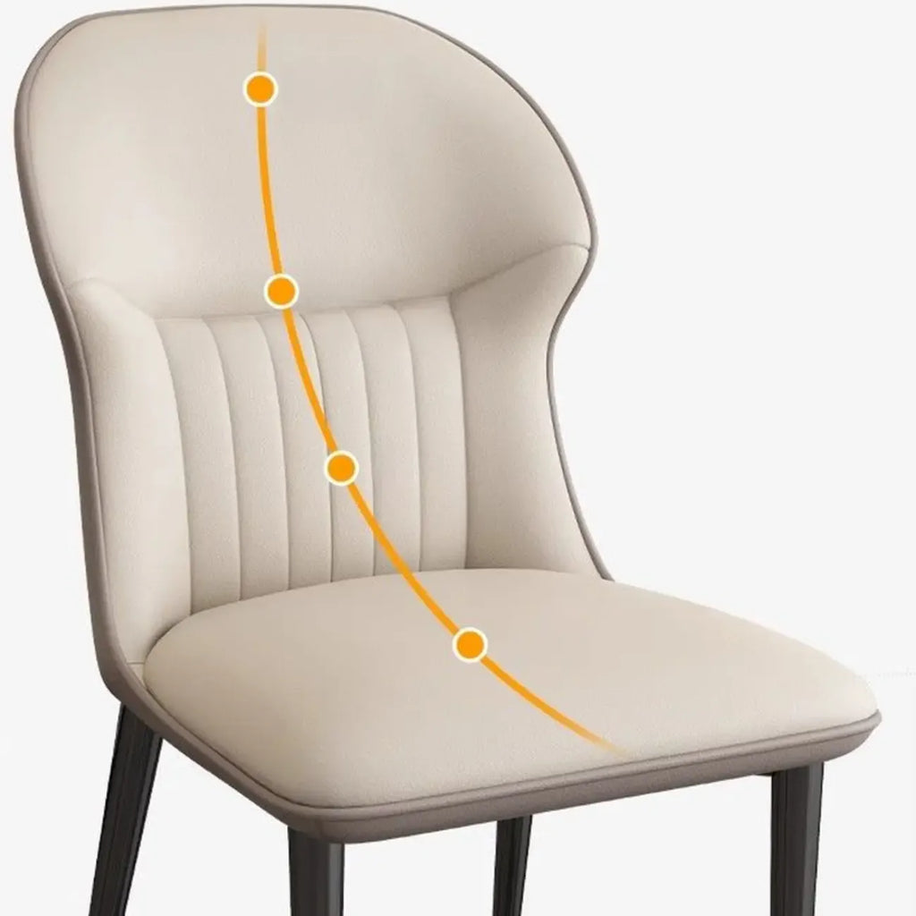 Modern Wingback Faux Leather Dining Chair with Metal Legs