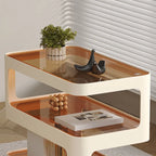 Unique 3-Tier Rotating White Corrugated Glass Metal Side Table