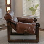 Modern Cat-Resistant Leather High Back Arm Accent Chair
