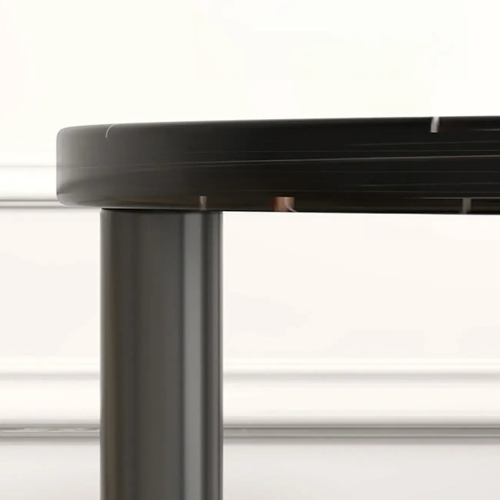 Black Oval 3-Tier Wood Storage Side Table with Metal Legs