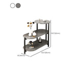 Black Oval 3-Tier Wood Storage Side Table with Metal Legs
