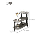 Black Oval 3-Tier Wood Storage Side Table with Metal Legs