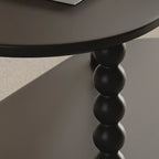 Black Oval Wooen 2-Tier Storage Rolling Side Table