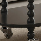 Black Oval Wooen 2-Tier Storage Rolling Side Table