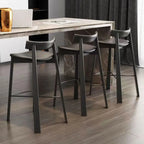 Modern Black Ash Upholstered Saddle Bar Stools