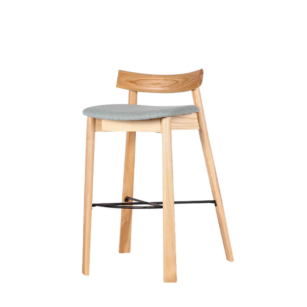 Modern Black Ash Upholstered Saddle Bar Stools