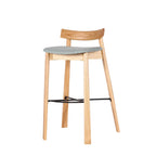 Modern Black Ash Upholstered Saddle Bar Stools