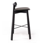 Modern Black Ash Upholstered Saddle Bar Stools