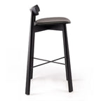 Modern Black Ash Upholstered Saddle Bar Stools