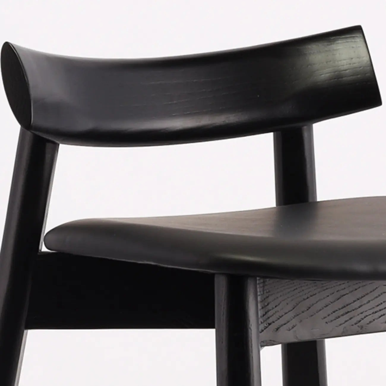 Modern Black Ash Upholstered Saddle Bar Stools