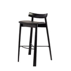 Modern Black Ash Upholstered Saddle Bar Stools