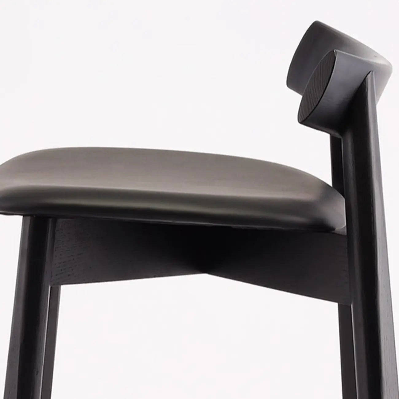Modern Black Ash Upholstered Saddle Bar Stools