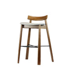 Modern Black Ash Upholstered Saddle Bar Stools
