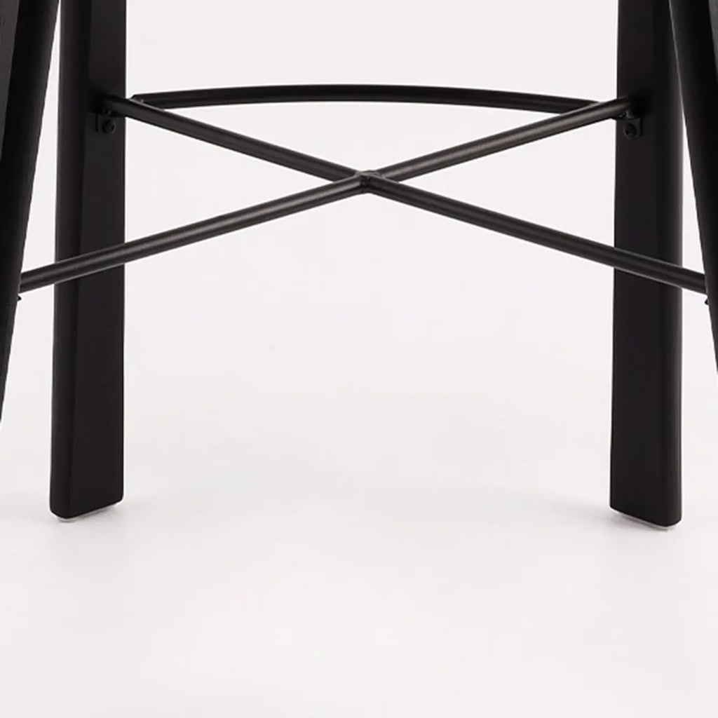 Modern Black Ash Upholstered Saddle Bar Stools