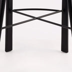 Modern Black Ash Upholstered Saddle Bar Stools