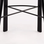 Modern Black Ash Upholstered Saddle Bar Stools