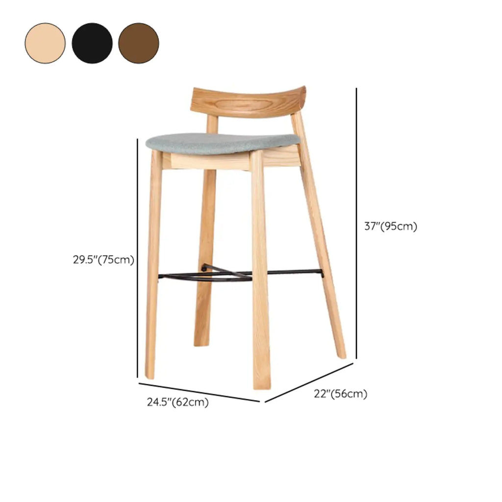 Modern Black Ash Upholstered Saddle Bar Stools