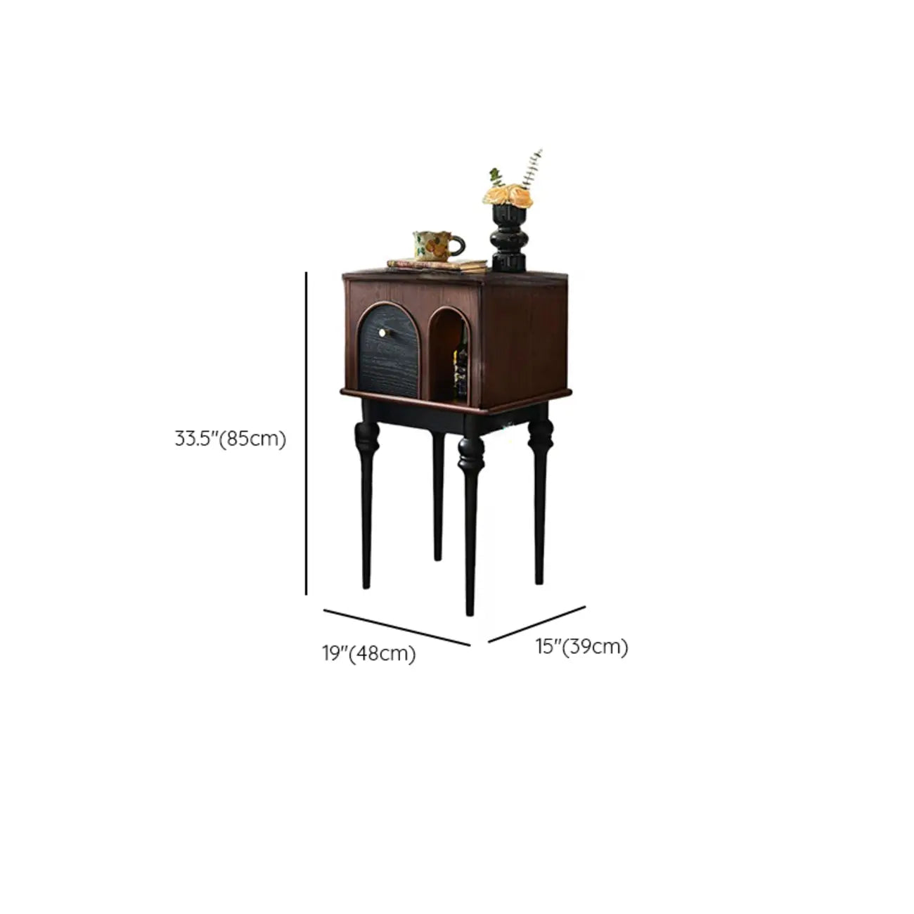 Tall Traditional Brown Wooden Rectangular Side Table
