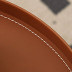 Mobile 2 Layers Brown Leather Metal Round Side Table