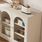 Elegant Adjustable Arched Glass Wood Buffet Cabinet with 3 Drawers