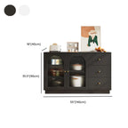 Elegant Adjustable Arched Glass Wood Buffet Cabinet with 3 Drawers