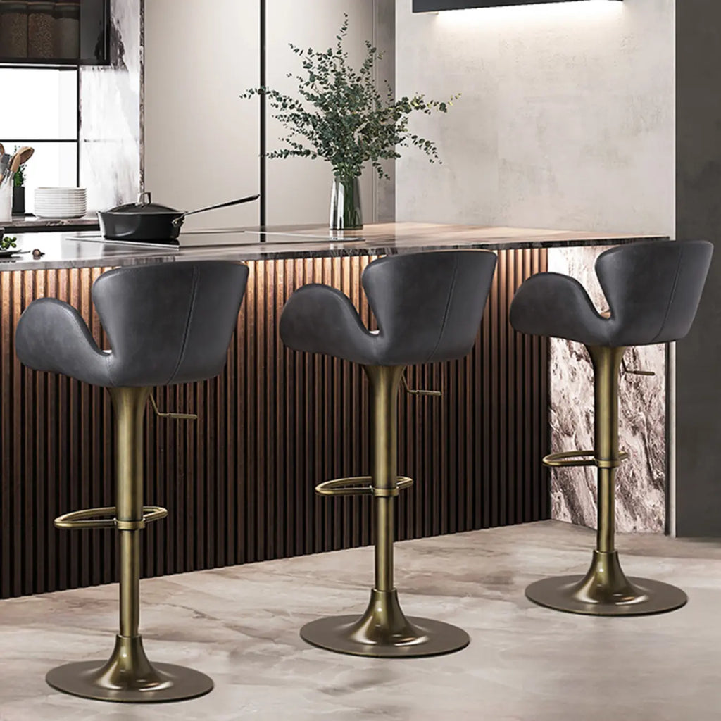 Adjustable Height Swivel Distressed Leather Bar Stools with Back