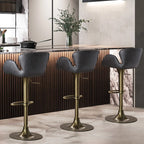 Adjustable Height Swivel Distressed Leather Bar Stools with Back