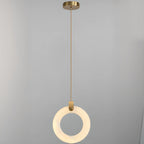 Adjustable Gold Metal Circle Hanging Pendant Light