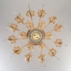 Adjustable Luxury Gold Flower Shape Clear Glass Chandelier