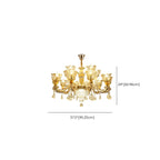 Adjustable Luxury Gold Flower Shape Clear Glass Chandelier