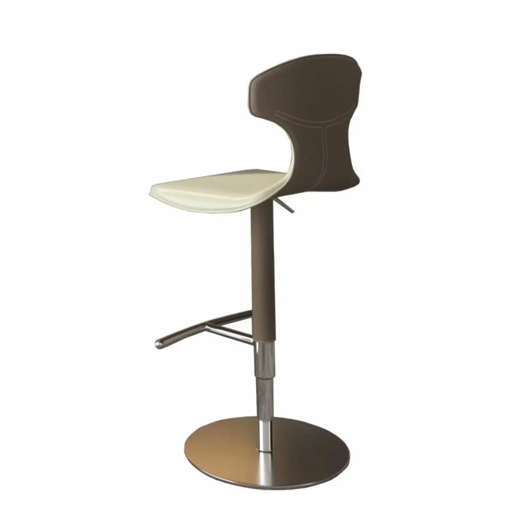Minimalist Beige Leather Saddle Bar Stools