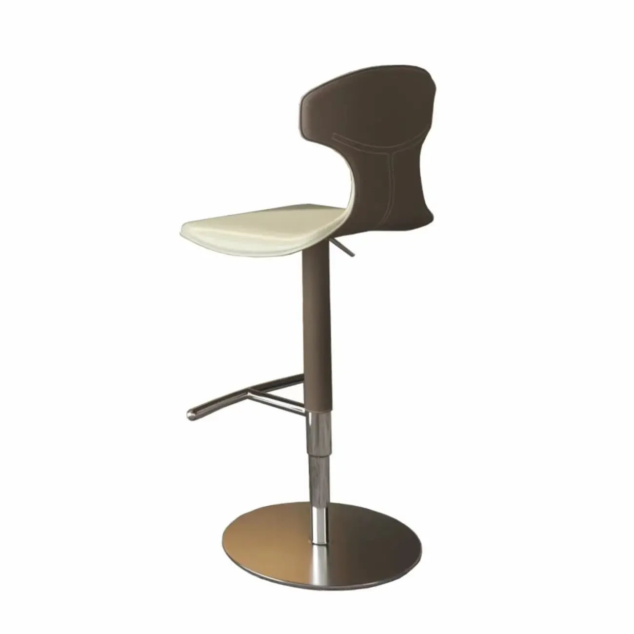 Minimalist Beige Leather Saddle Bar Stools