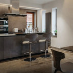 Minimalist Beige Leather Saddle Bar Stools