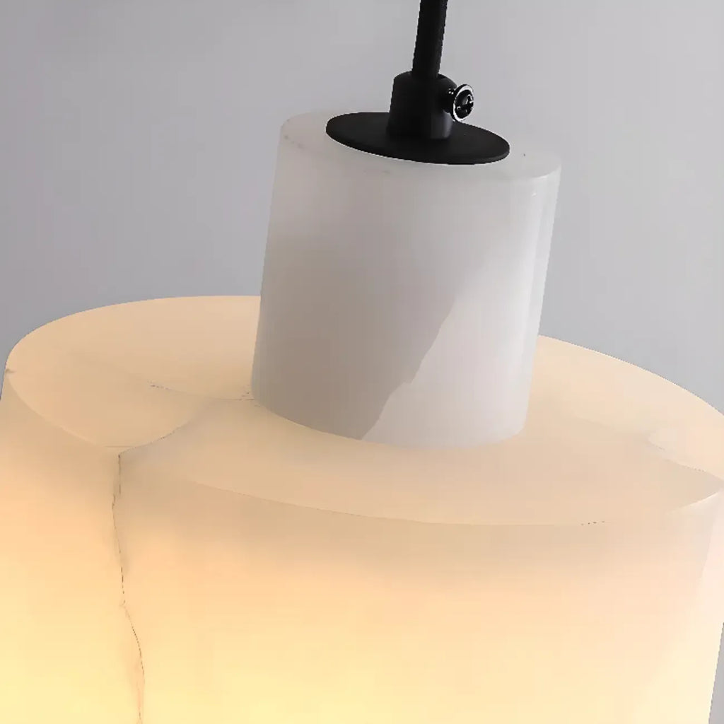 Black Stone Cylinder Hanging Pendant Light Fixture