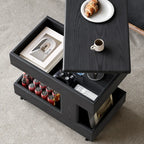 Versatile Swivel Top Modern Wood Side Table with Wheels