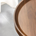 Adjustable Round Wood C-Shaped Wheel Side Table