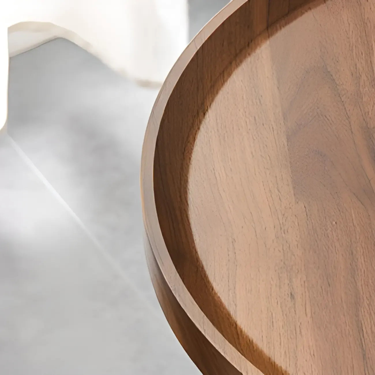 Adjustable Round Wood C-Shaped Wheel Side Table