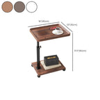 Adjustable Round Wood C-Shaped Wheel Side Table