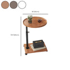 Adjustable Round Wood C-Shaped Wheel Side Table
