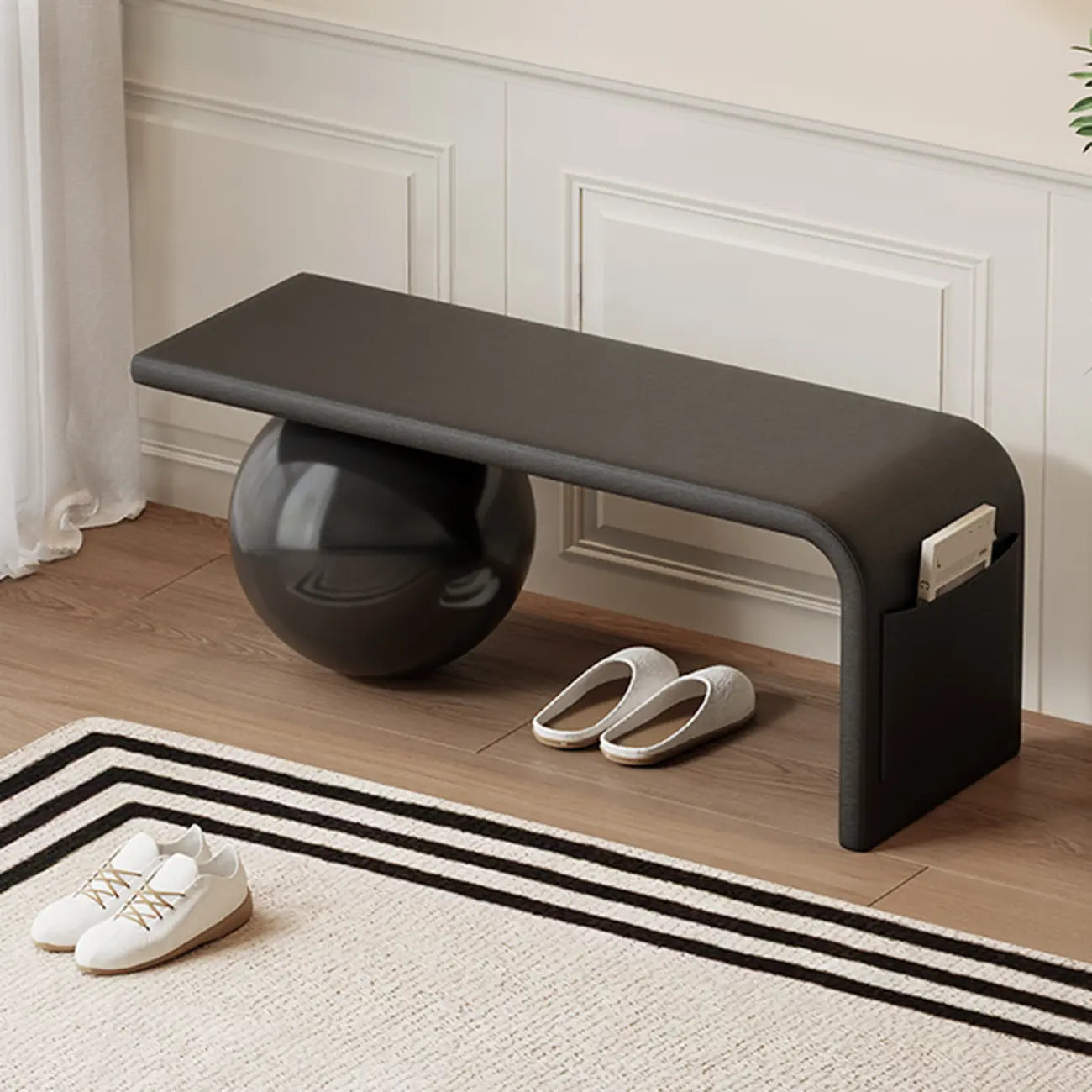 Decorative Square Wood and Leather Cushioned Sitting Bench