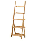 Bamboo Open 4 Shelves Adjustable Ladder Bookcase