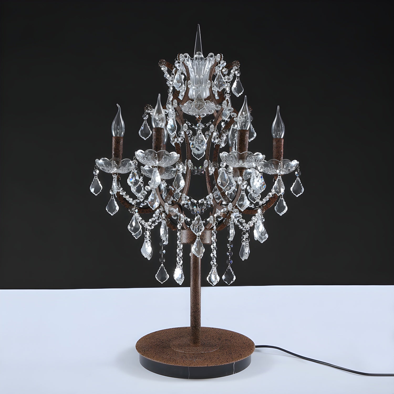 Luxurious 6-Light Gold Candlestick Crystal Table Lamp